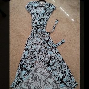 Michael Kors Hi-Low Wrap Waist Maxi Dress